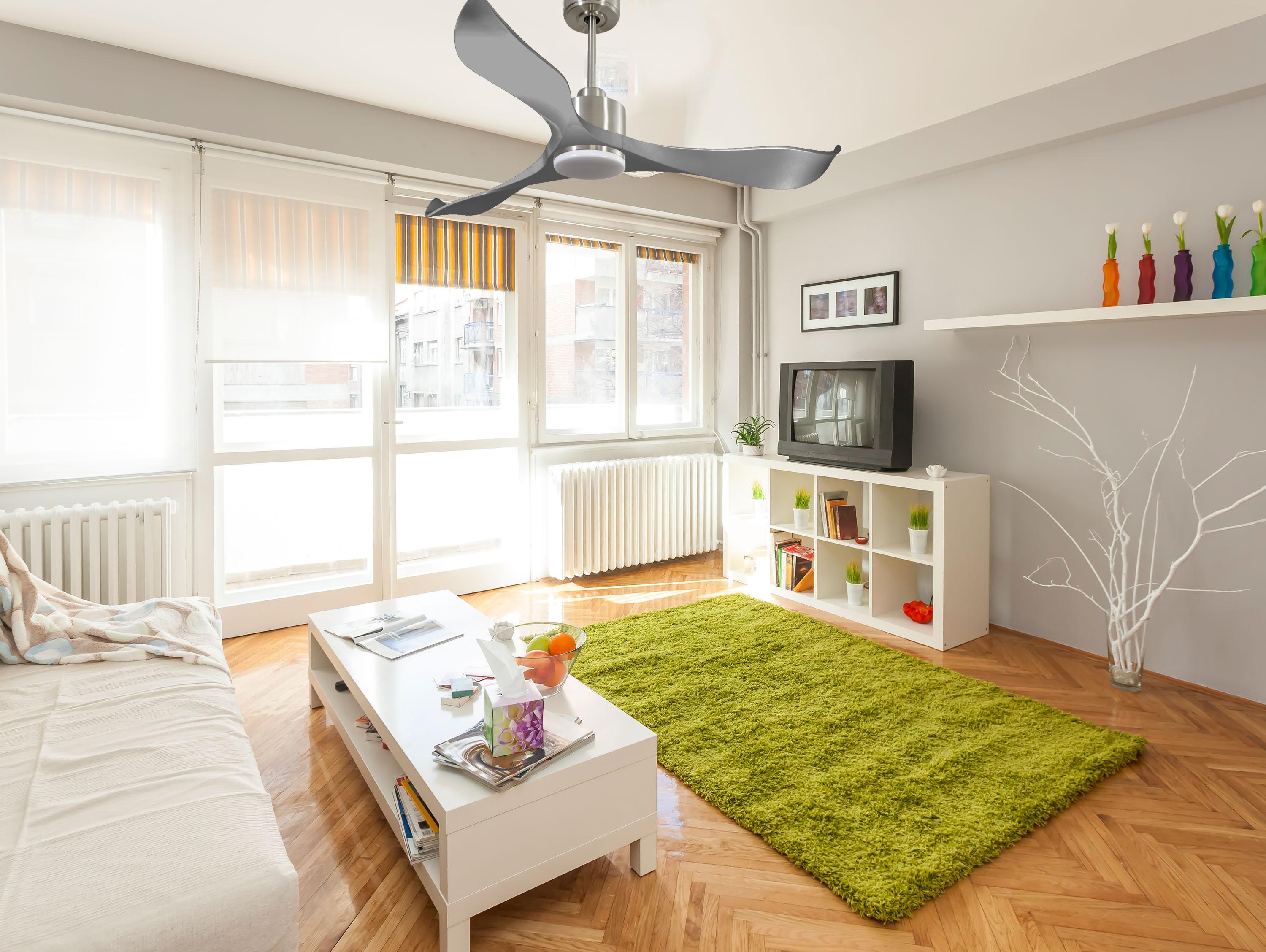 Ventilateur de plafond Réversible  Thermostat Dimmable Wifi Moteur à courant continu Toits en pente Télécommande Lumière à trois tons Mémoire