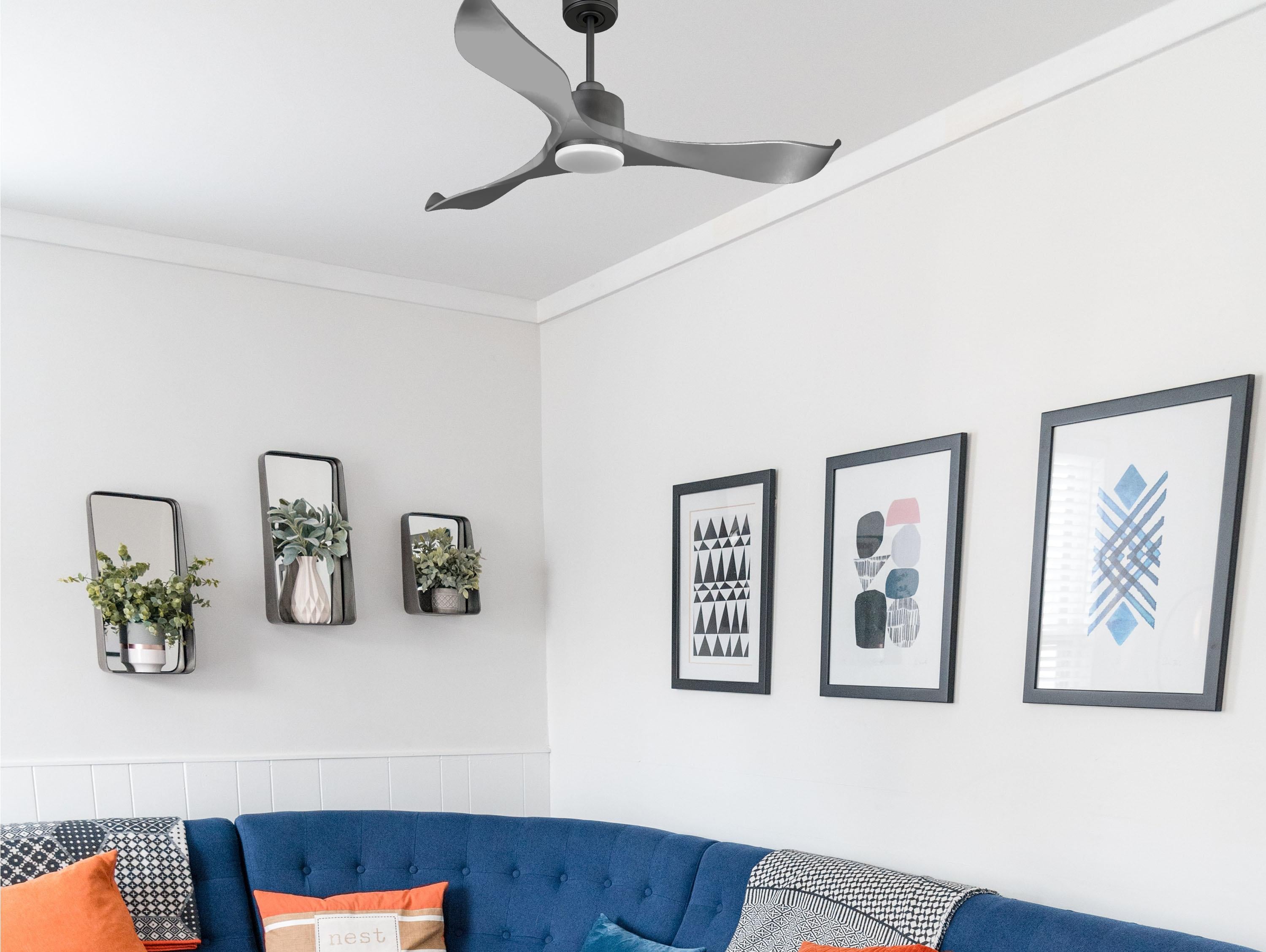   Ventilateur de plafond Réversible  Thermostat Dimmable Wifi Moteur à courant continu Toits en pente Télécommande Lumière à trois tons Mémoire