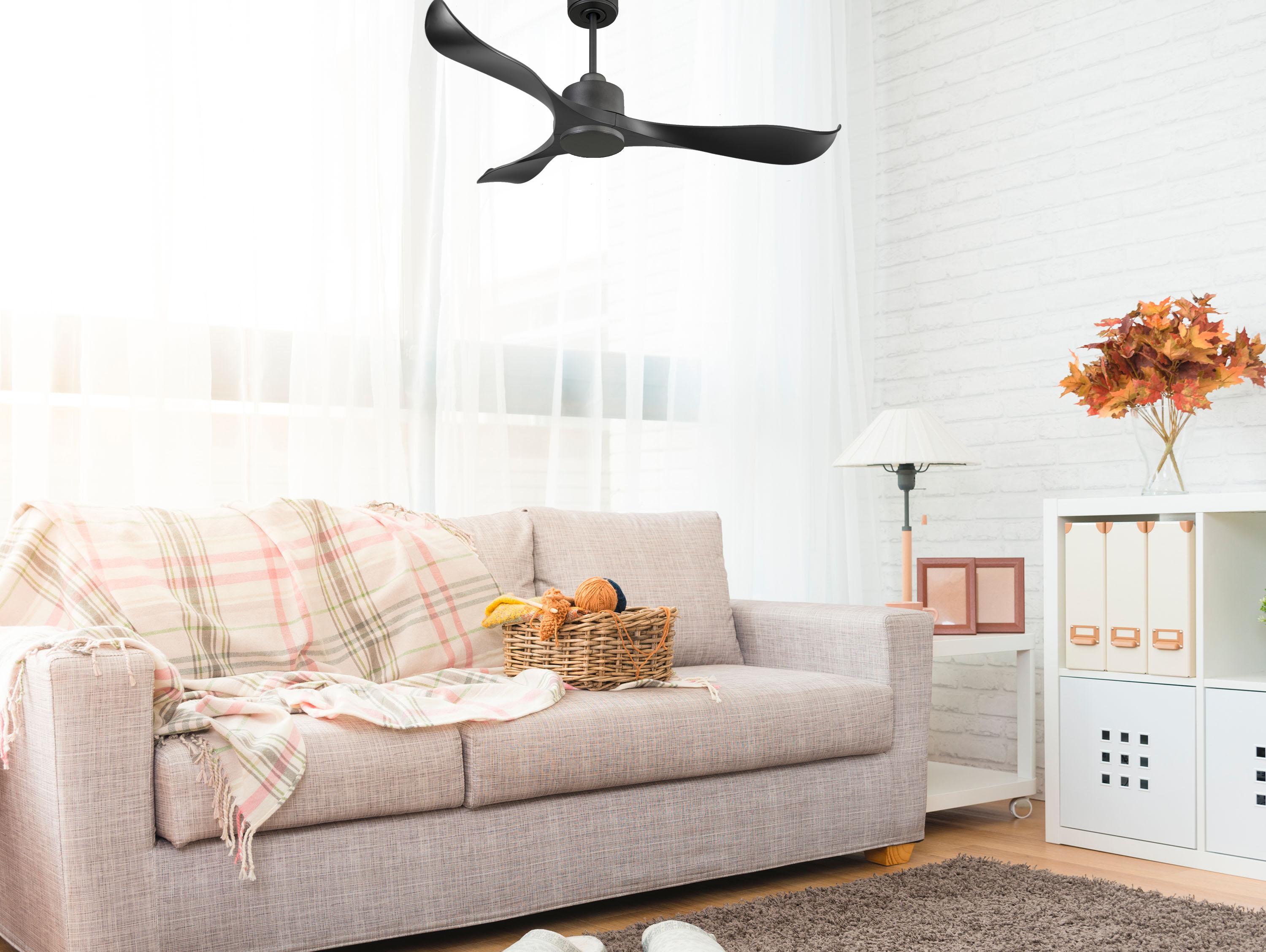 Ventilateur de plafond Réversible  Thermostat Wifi Moteur à courant continu Toits en pente Télécommande Adaptateur 2/3 Lames Hypersilence Mémoire