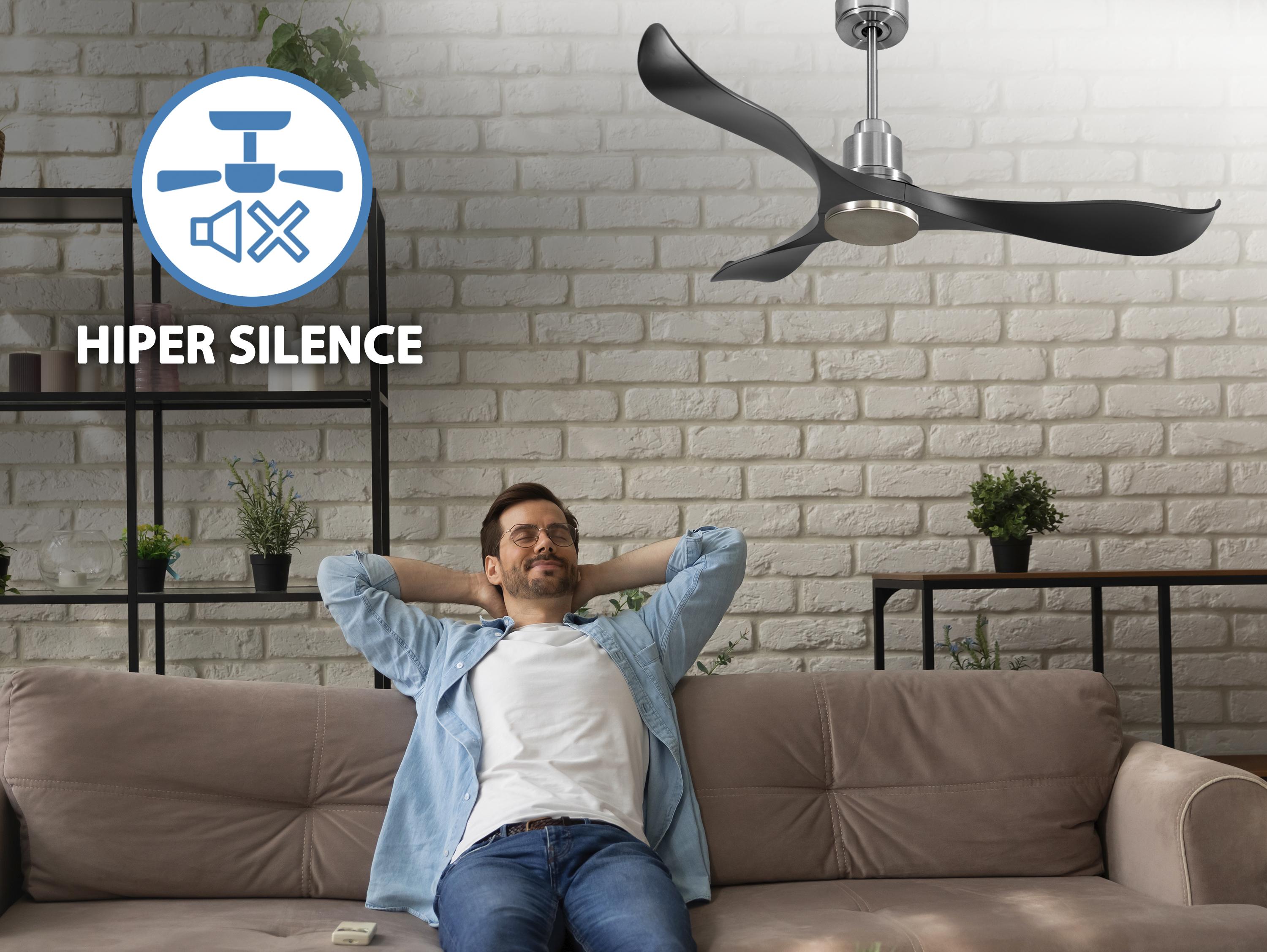   Ventilateur de plafond Réversible  Thermostat Wifi Moteur à courant continu Toits en pente Télécommande Adaptateur 2/3 Lames Hypersilence Mémoire Shopify Vendible (AUTOMATIQUE)