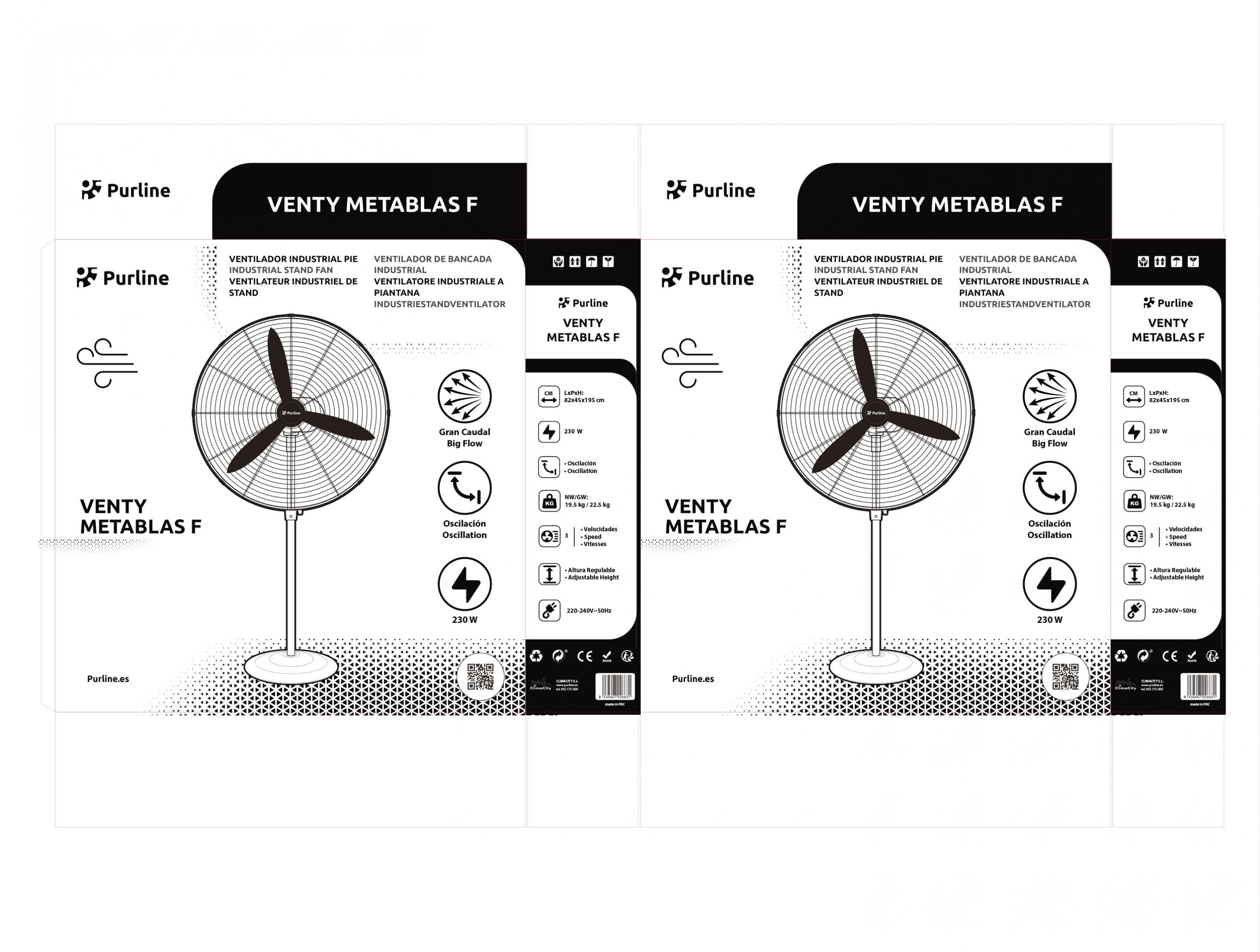 Vitesses 3 Ventilateur industriel 230W avec lames en aluminium