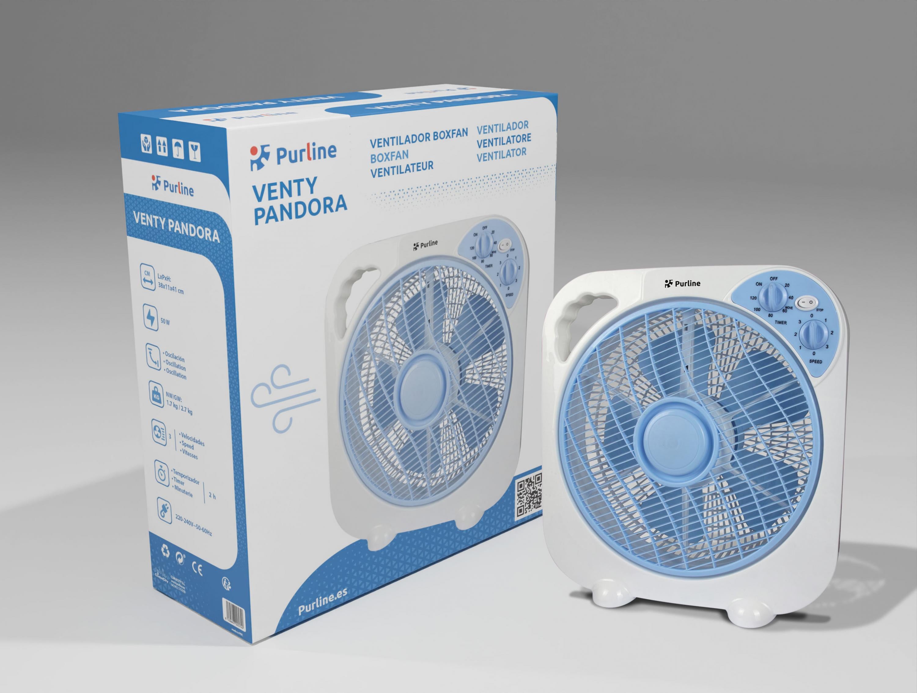Vitesses 3 Ventilateur de table ou de sol portable avec minuterie