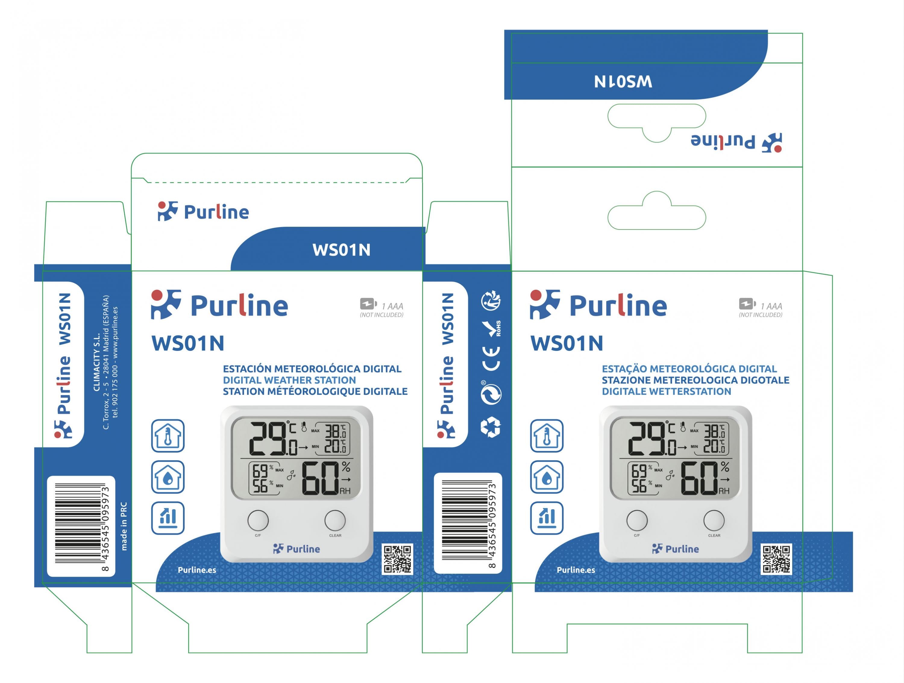 Station météo sans fil avec affichage de la température et de l'humidité