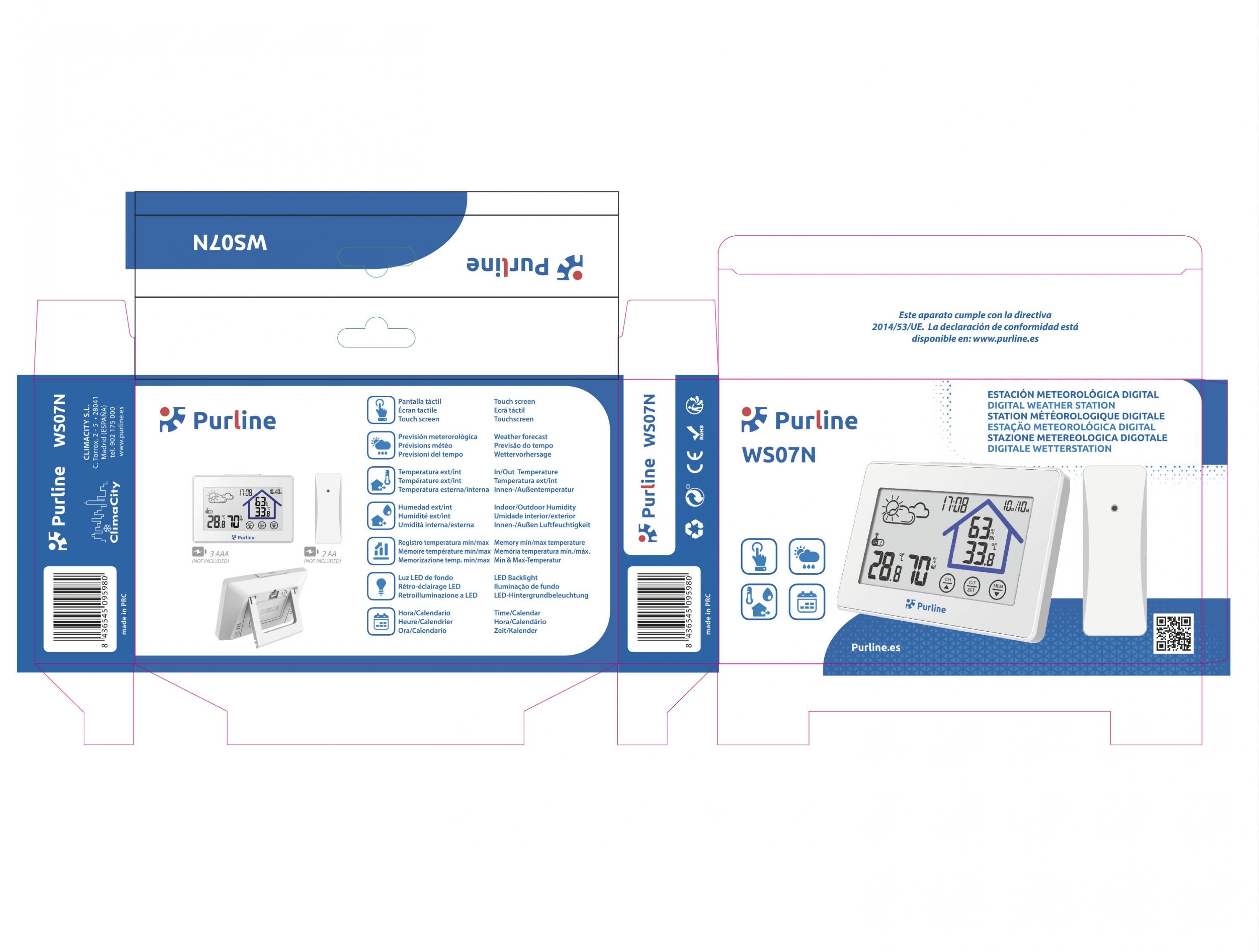 Station météo tactile avec hygromètre et capteur extérieur