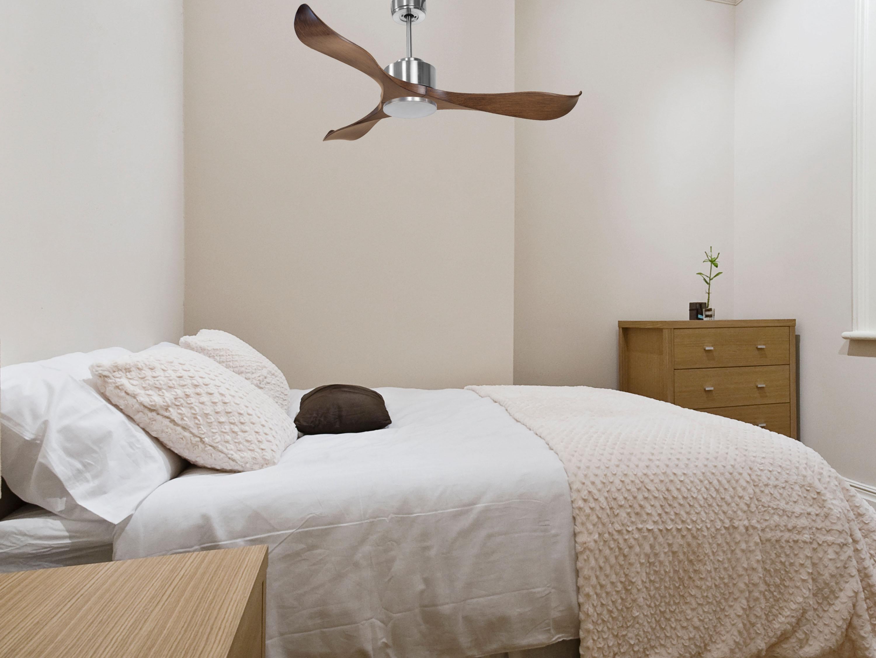   Ventilateur de plafond Réversible  Thermostat Wifi Moteur à courant continu Toits en pente Télécommande Adaptateur 2/3 Lames Hypersilence Mémoire Shopify Vendible (AUTOMATIQUE)