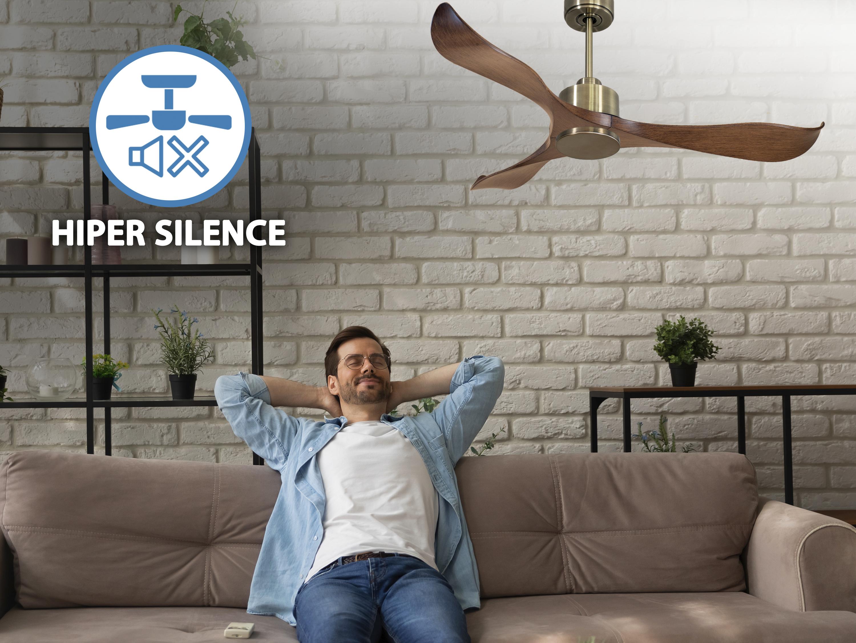   Ventilateur de plafond Réversible  Thermostat Wifi Moteur à courant continu Toits en pente Télécommande Adaptateur 2/3 Lames Hypersilence Mémoire