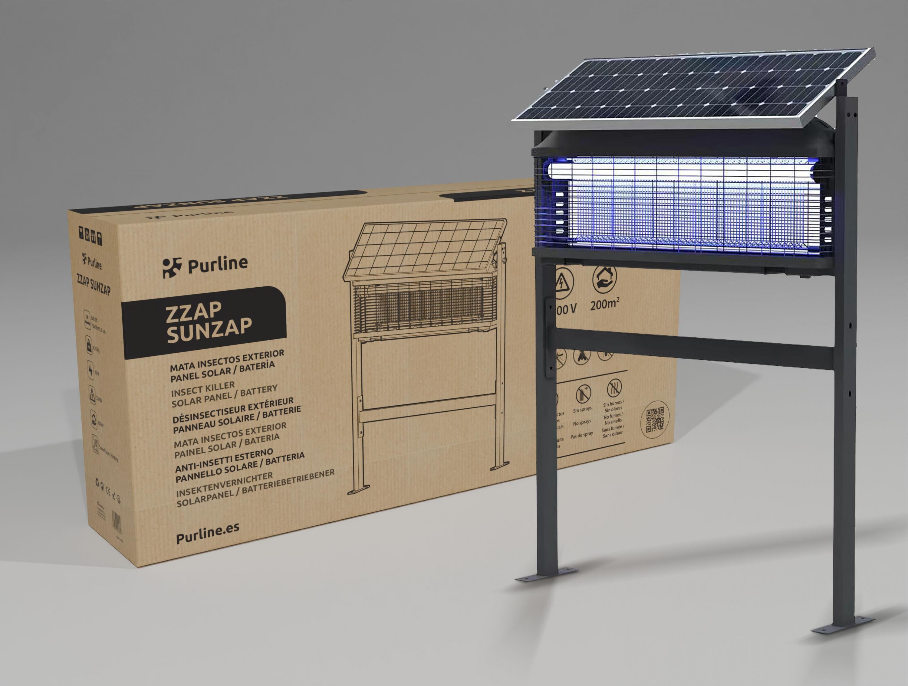 Désinsectiseur d'extérieur avec panneau solaire et batterie