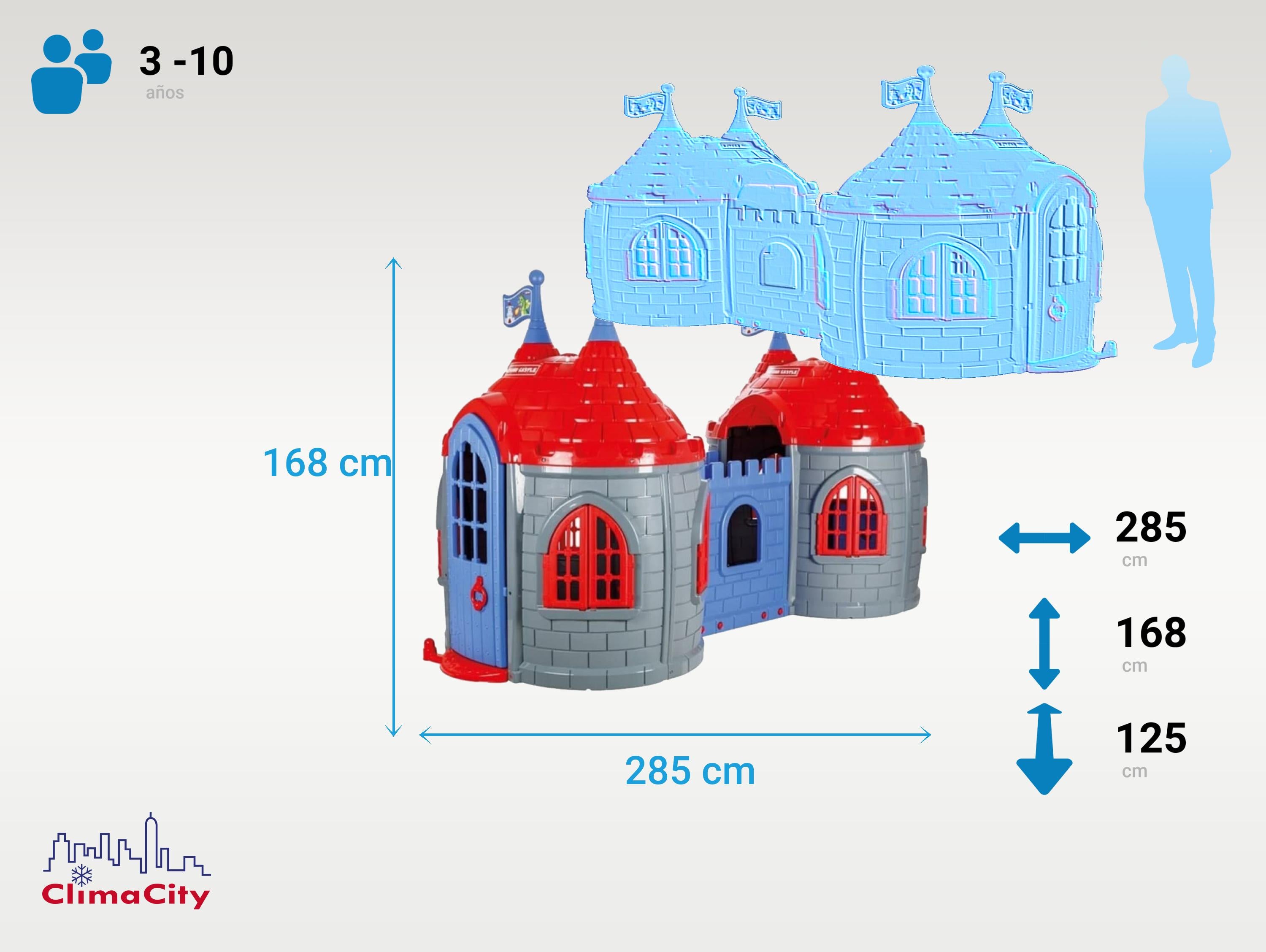 Château pour enfants en plastique avec deux tours CASTLE DU DRAGON DOUBLE