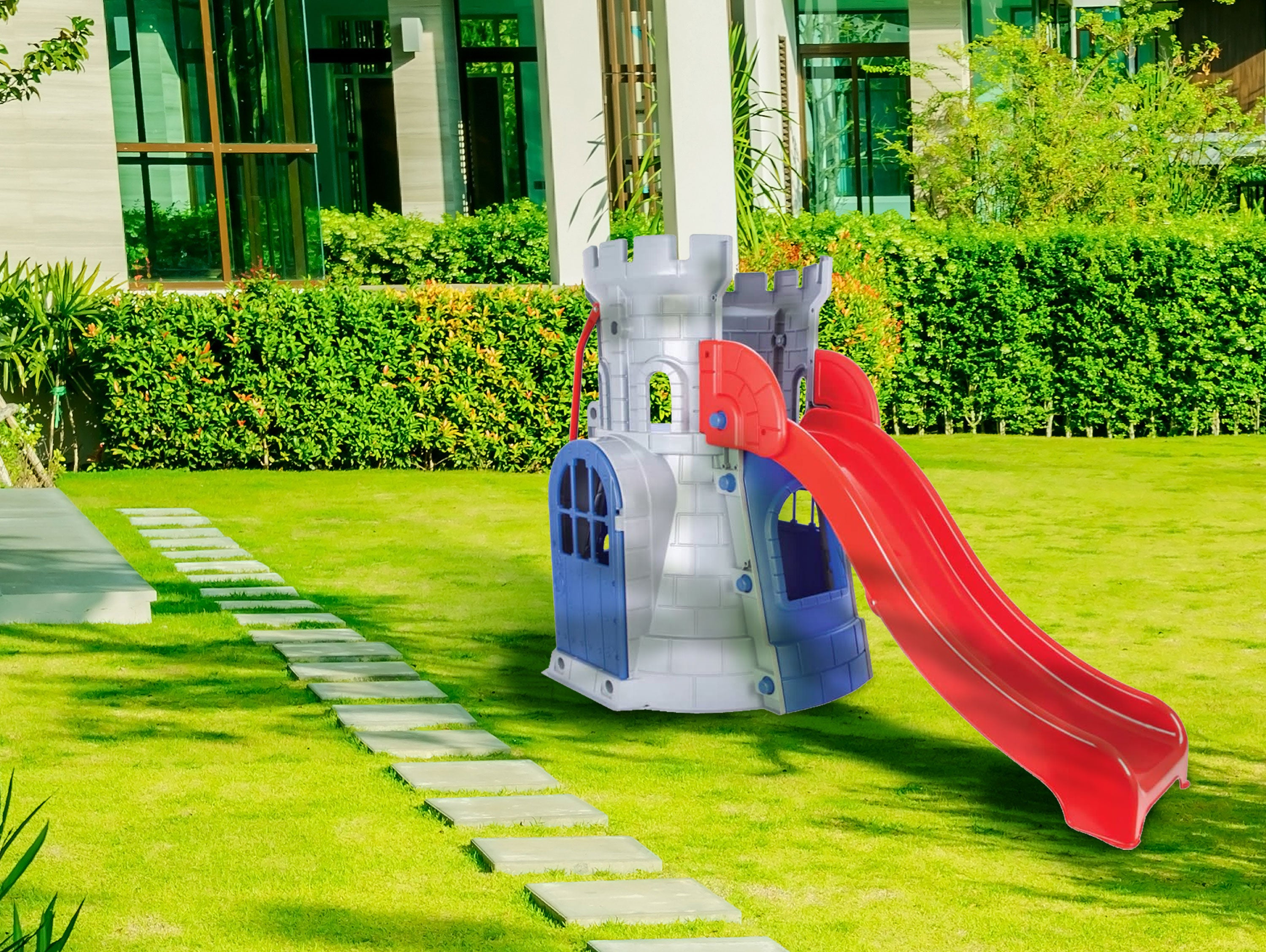 Château pour enfants en plastique avec toboggan CASTLE SLIDE