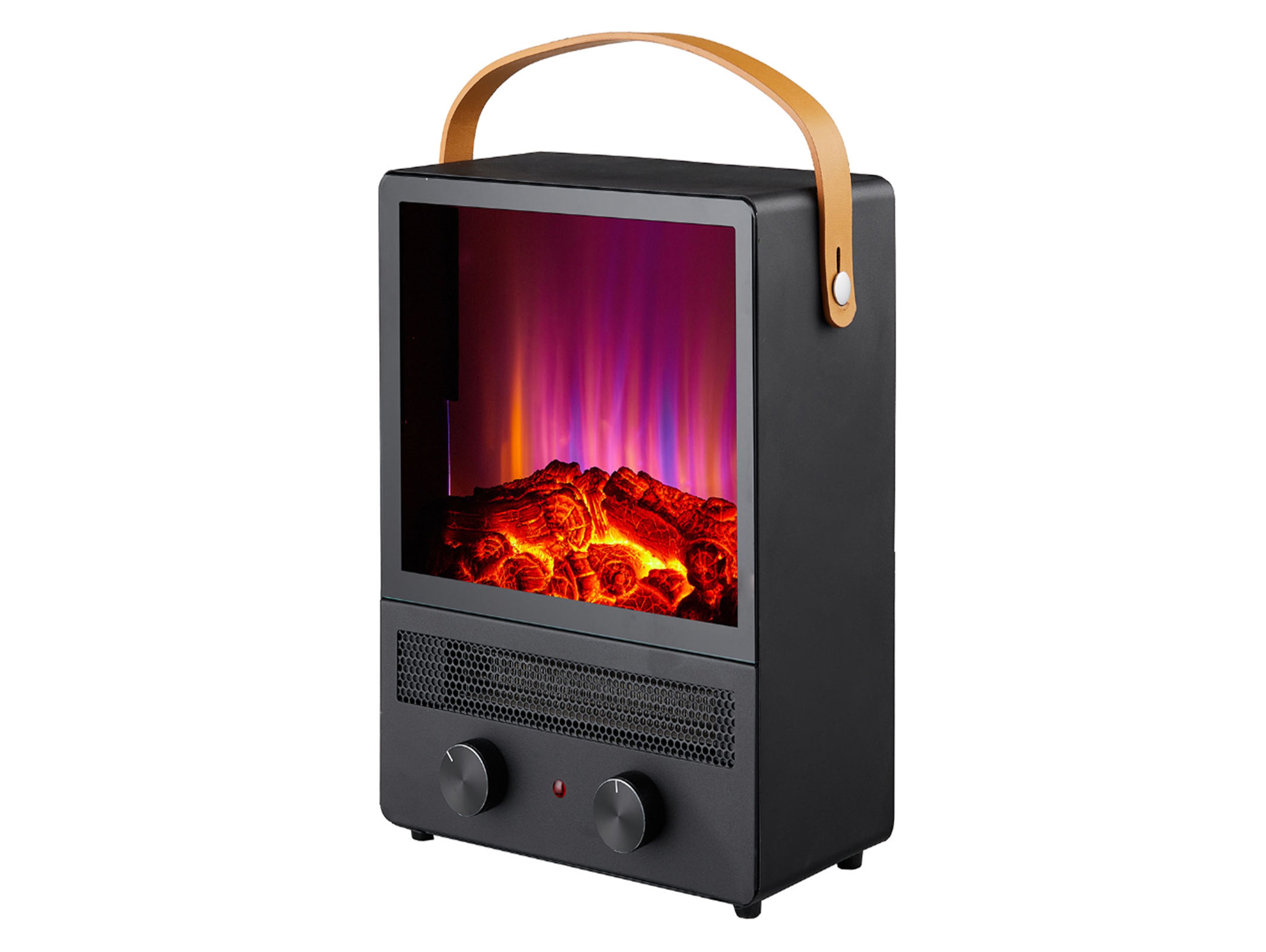 cheminée-électrique-portable-en-acier-noir-et-pieds – Purline Francia