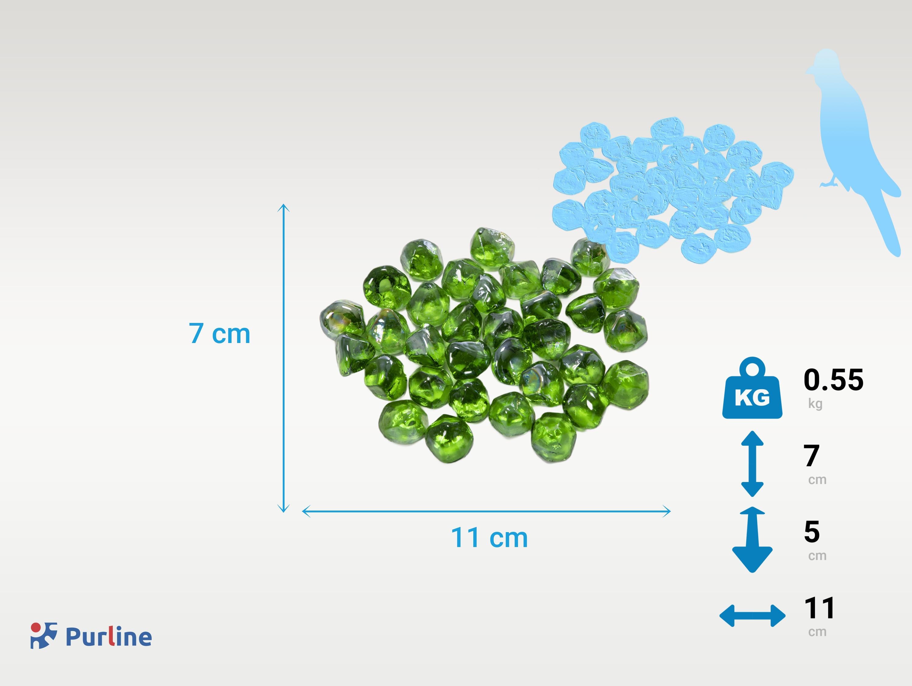 Pierres décoratives vertes en forme de diamant pour cheminées à l'éthanol