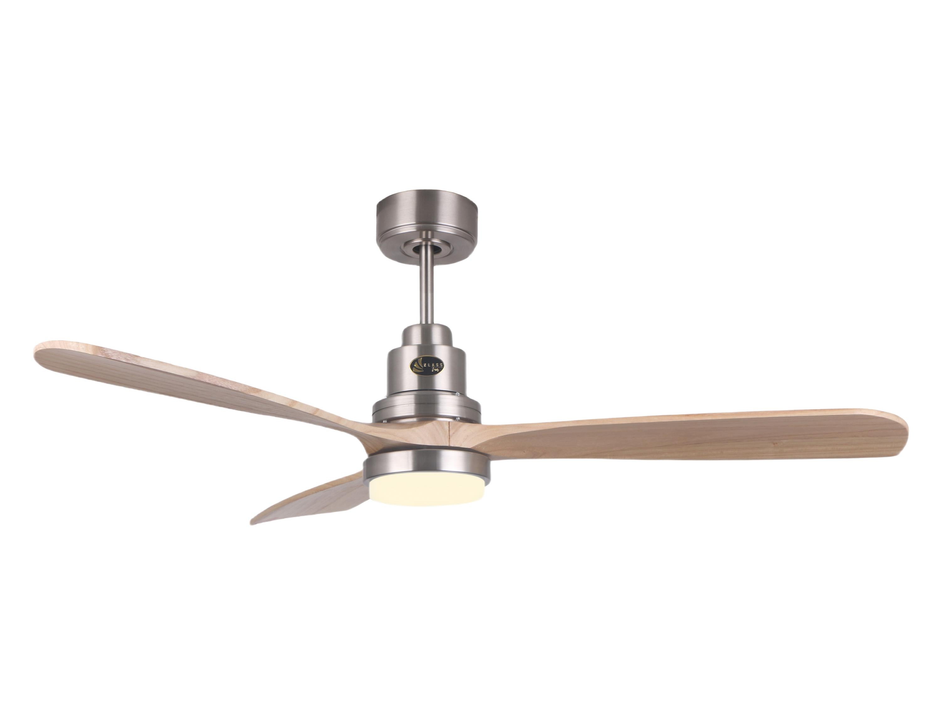 Ventilateur de plafond DC beige avec pales en bois 132cm et lumière pour 35m2