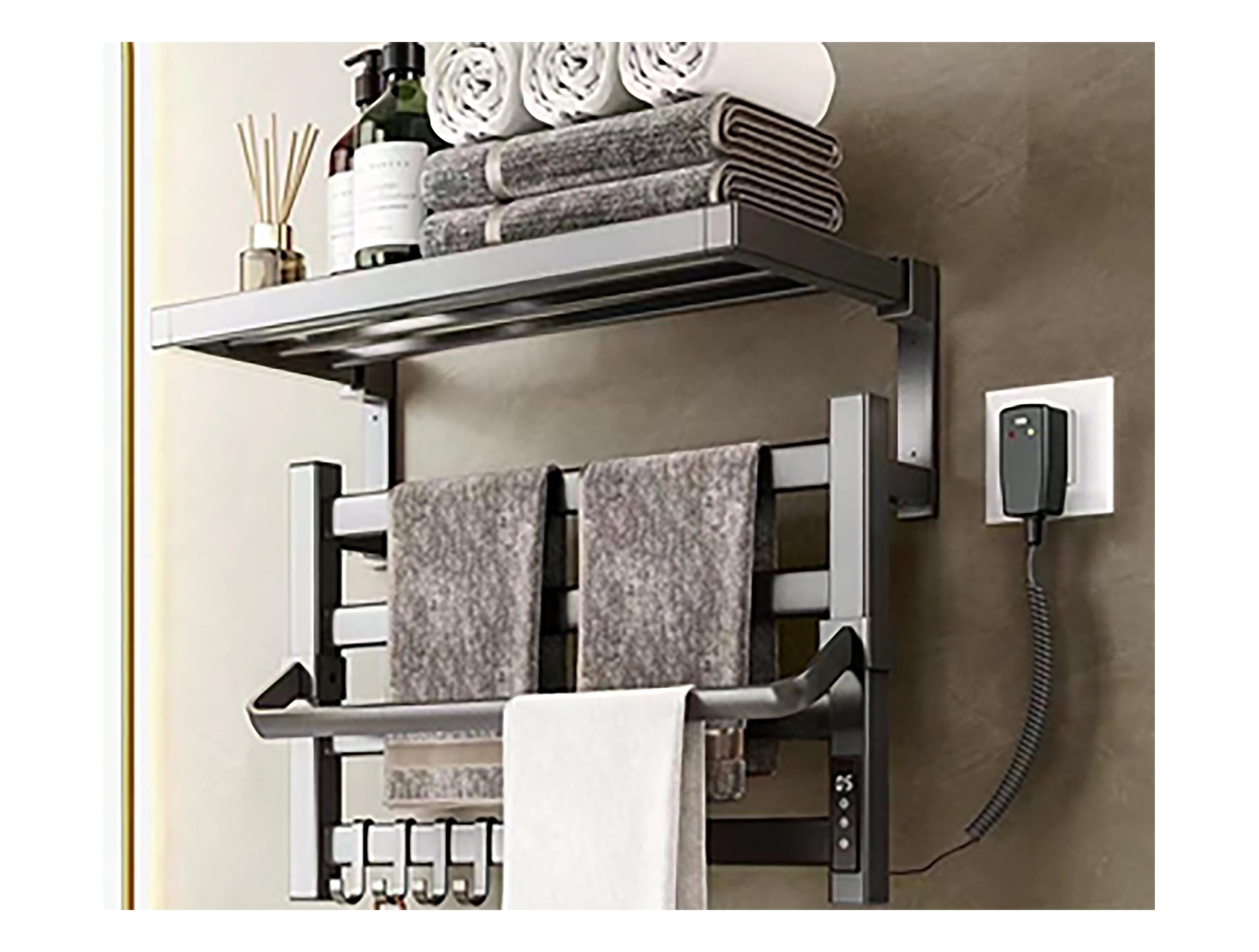 radiateur-sèche-serviettes-électrique-avec-étagère-noir-55w