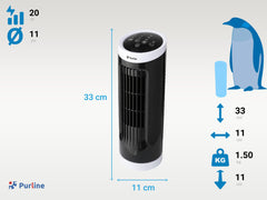 Ventilateur tour compact rotatif noir